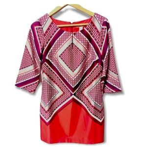 Banana Republic preppy silky diamond multicolored lattice medallion print